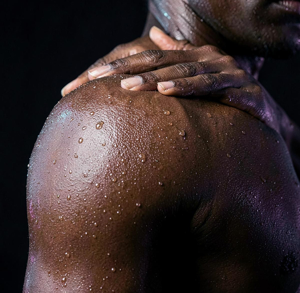 Shoulder skin after physical activity